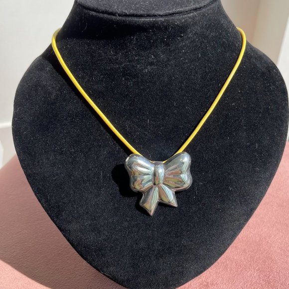 Perky, Puffy, Vintage Sterling Silver Bow Pendant and Pin - Picture 1 of 3